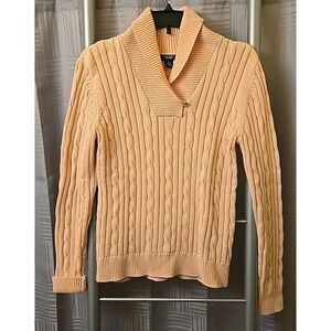 Chaps‎ Pink Cable Knit Cowl Neck Sweater Long Sleeve Size Small